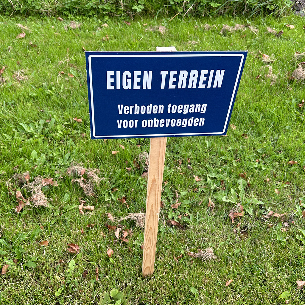 Bord Eigen Terrein 20x30cm Staalprint Nl